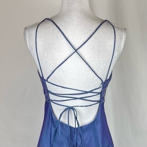 Betsy & Adam Iridescent Bluish Purple Sequins MermaidCore Maxi Dress NWT Size 10 - Picture 4 of 11